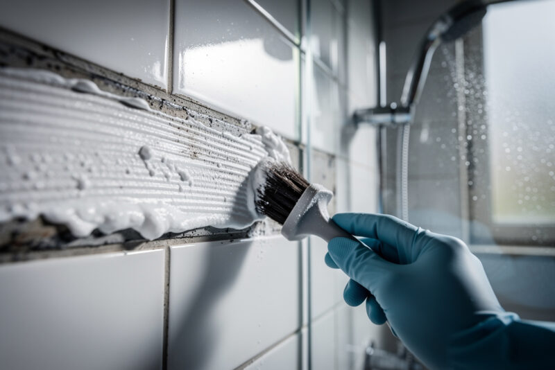 Nettoyer les joints de carrelage de salle de bain au percarbonate