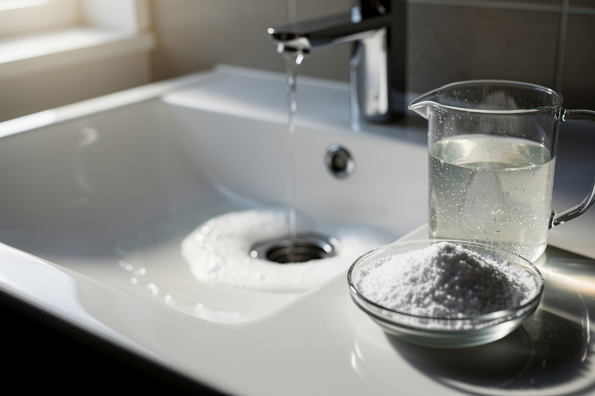 Odeur canalisation salle de bain : dose vinaigre bicarbonate
